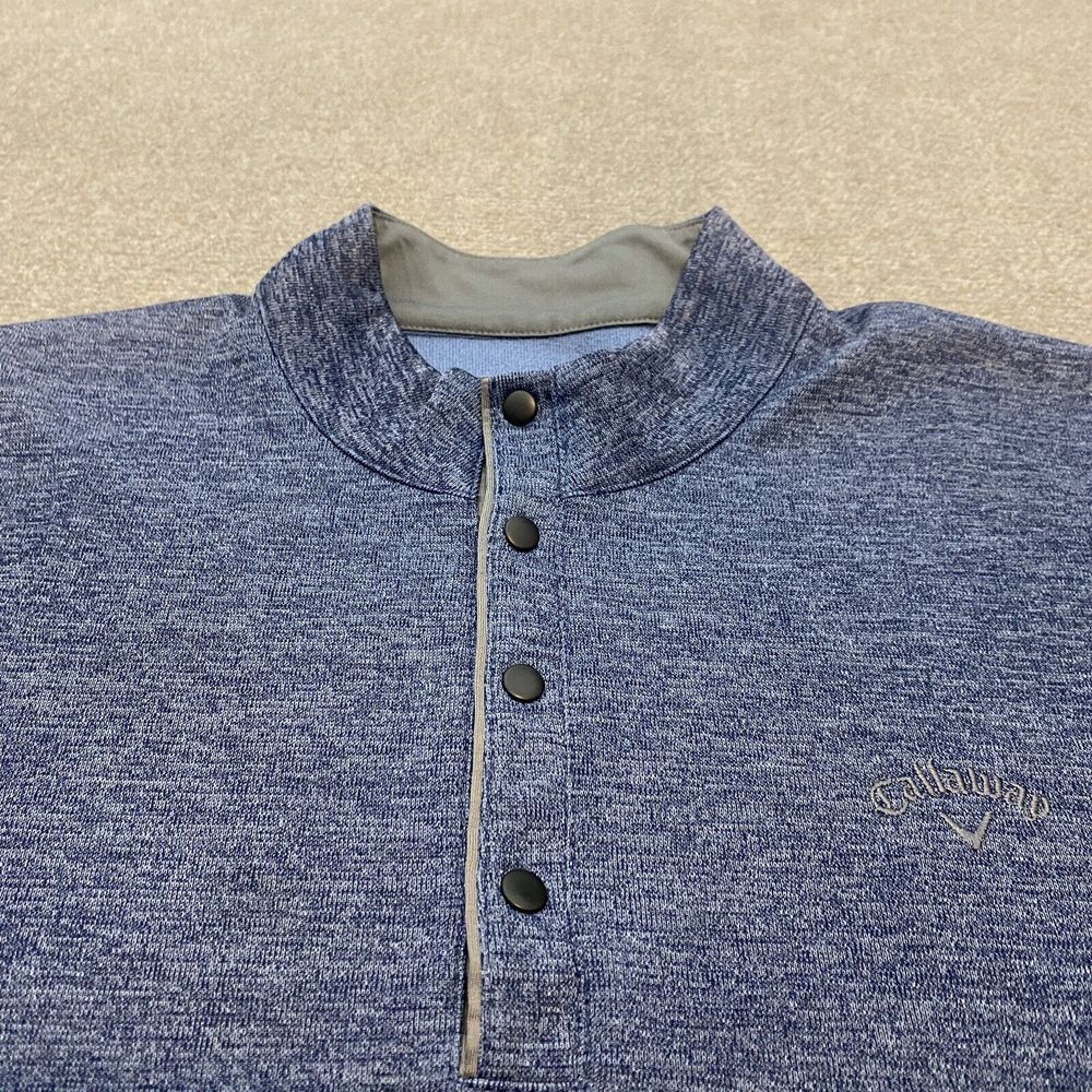 Callaway Sweater Mens XXL Blue Performance Stretch Pullover 1/4 Button Golf - Picture 2 of 13